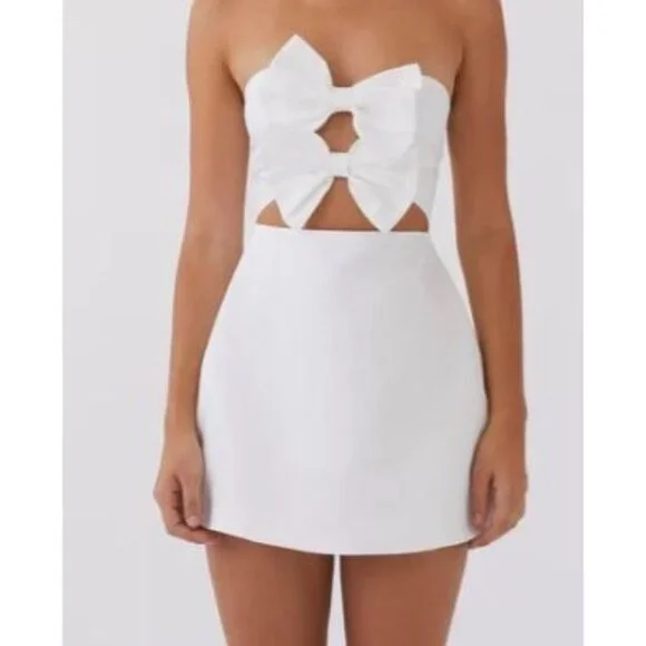 Peppermayo Girl Crush Bow Mini Dress Women Size 0 NWT Strapless Cutout - Picture 1 of 10